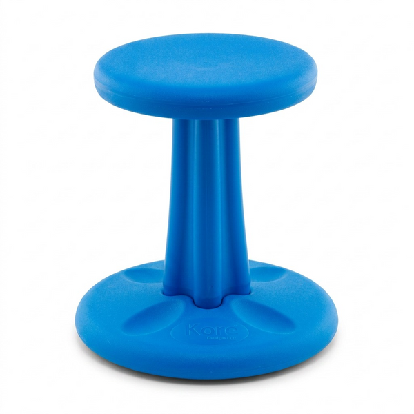 Blue Kore Design Junior 14 inch Wobble Stool for active seating with a rounded anti-tip base.